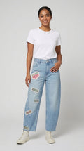 Racer Patchwork Barrel Jeans